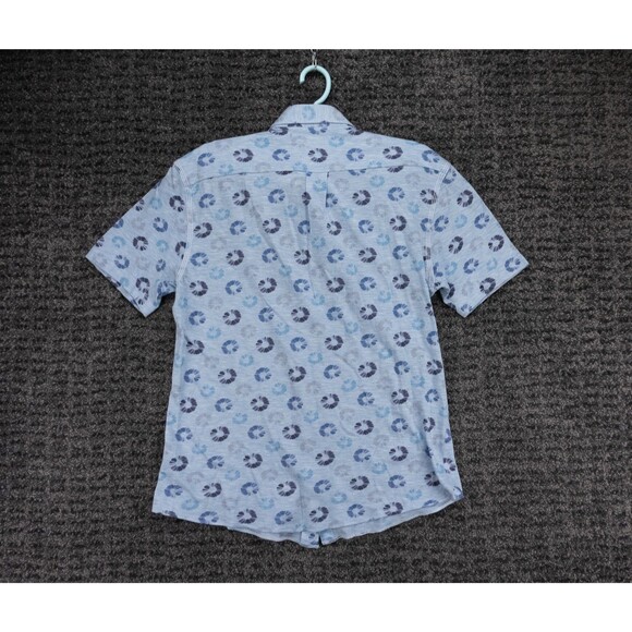 Johnnie O Shirt Mens Medium (Small Fit) Blue Circle Print Top Shelf Short Sleeve - Picture 9 of 9